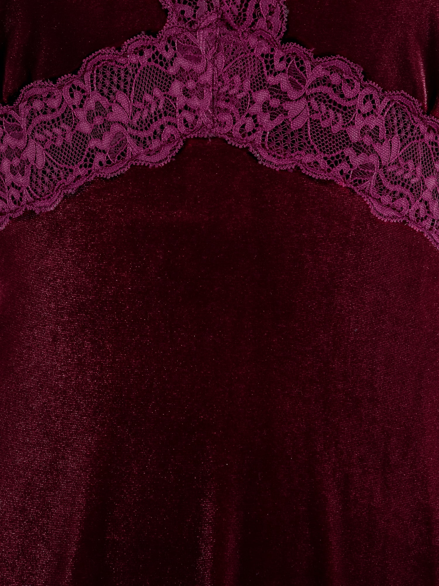 Lovedrobe Berry Short Sleeve V Neck Lace Trim Velvet Midaxi Dress
