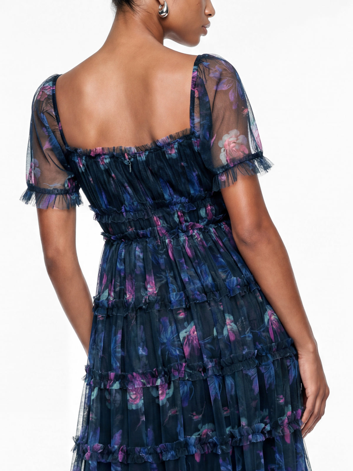 Anaya With Love Recycled Navy Floral Print Ruffle Midaxi Dress
