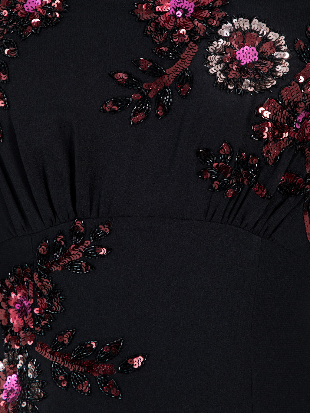Maya Black Floral Embellished Long Sleeve Maxi Dress