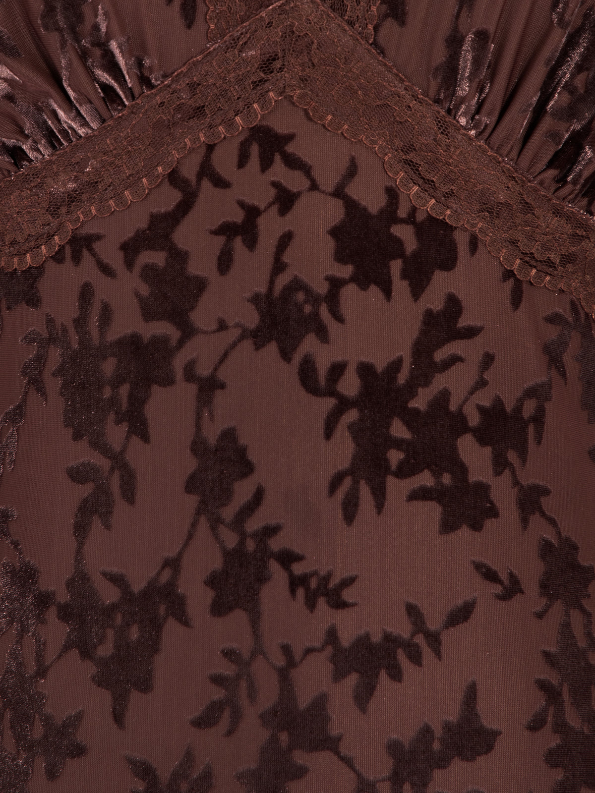 Maya Chocolate Floral Velvet Devore V Neck Midaxi Dress