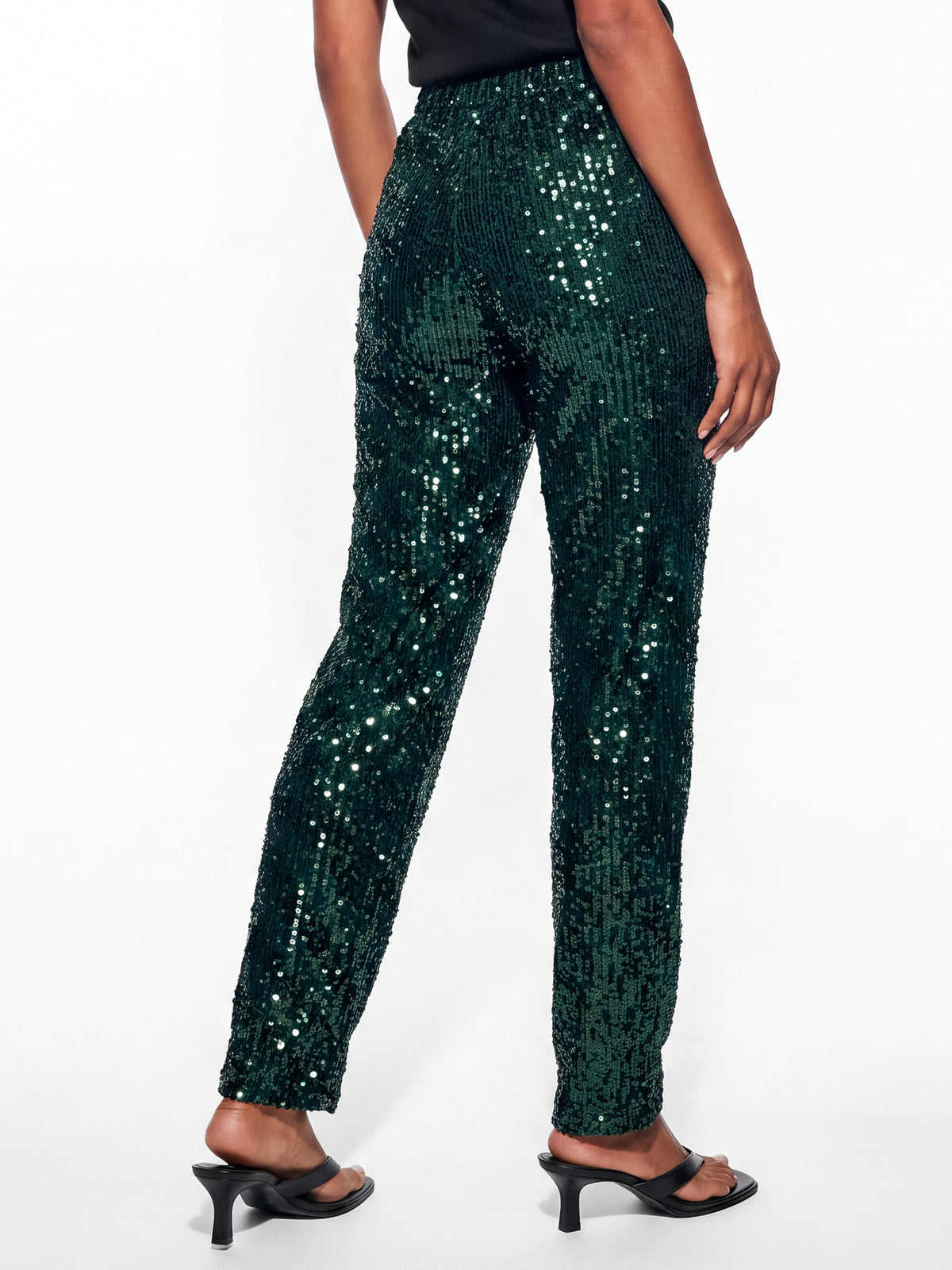 Lovedrobe Emerald Embellished Velvet Barrel Trousers