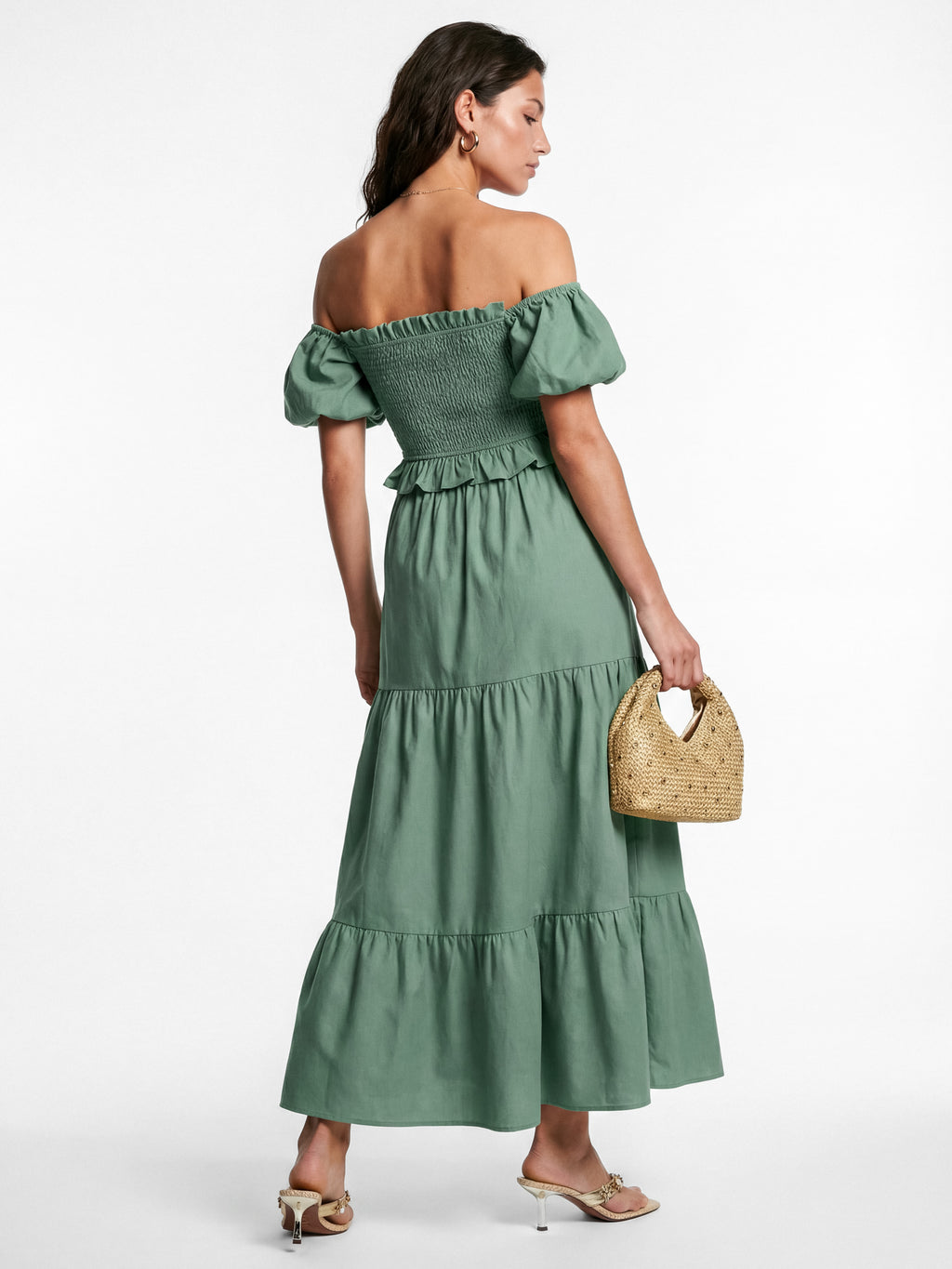 Lovedrobe Sea Green Shirred Waist Tiered Maxi Skirt Co-Ord