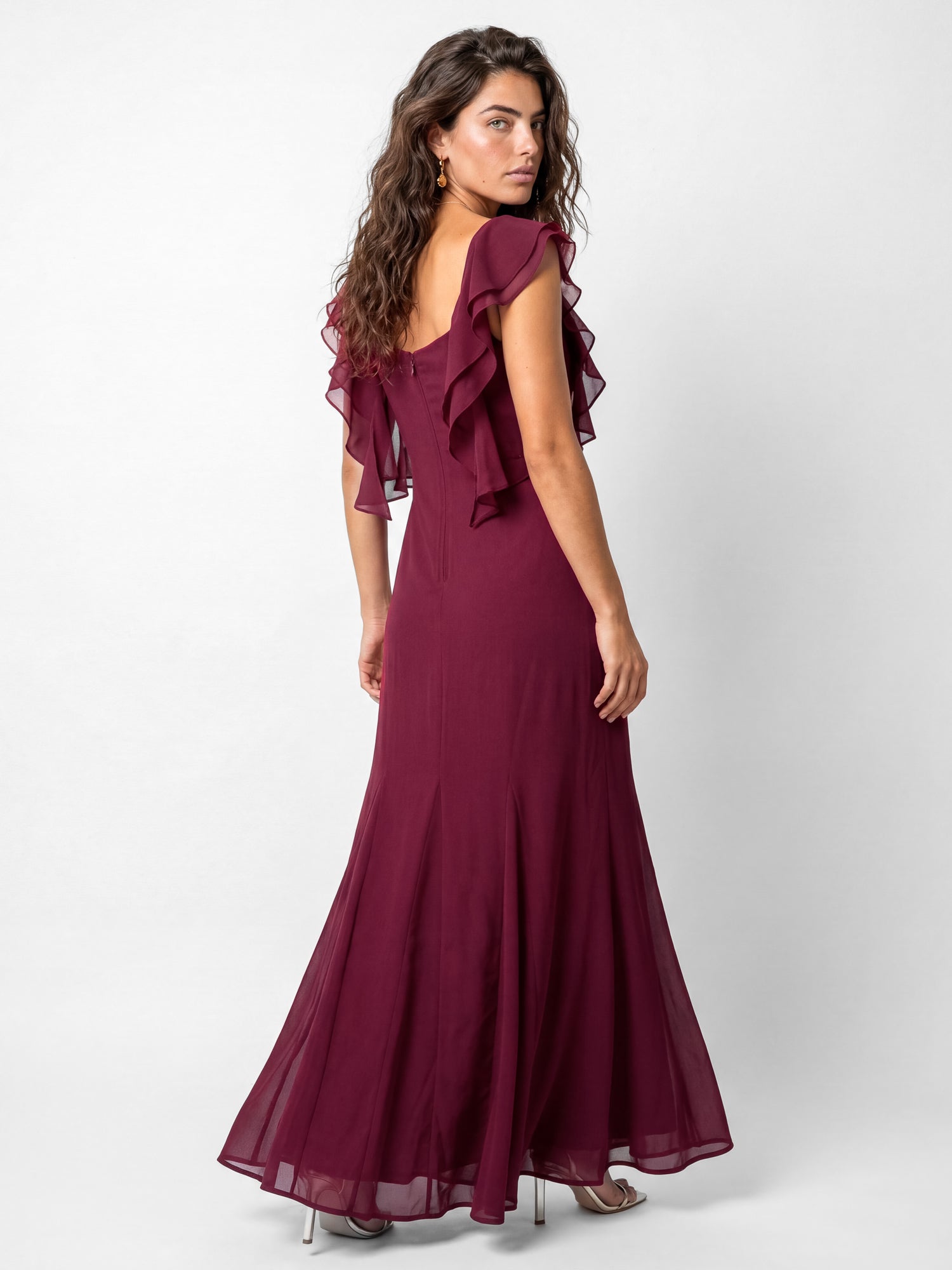 Maya Deep Pink Floral Embroidered Strappy Godet Maxi Dress