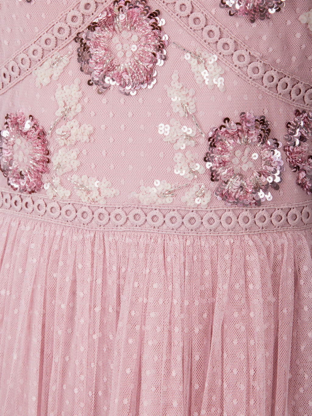 Maya Soft Pink Floral Embellished Spot Mesh Cami Maxi Dress