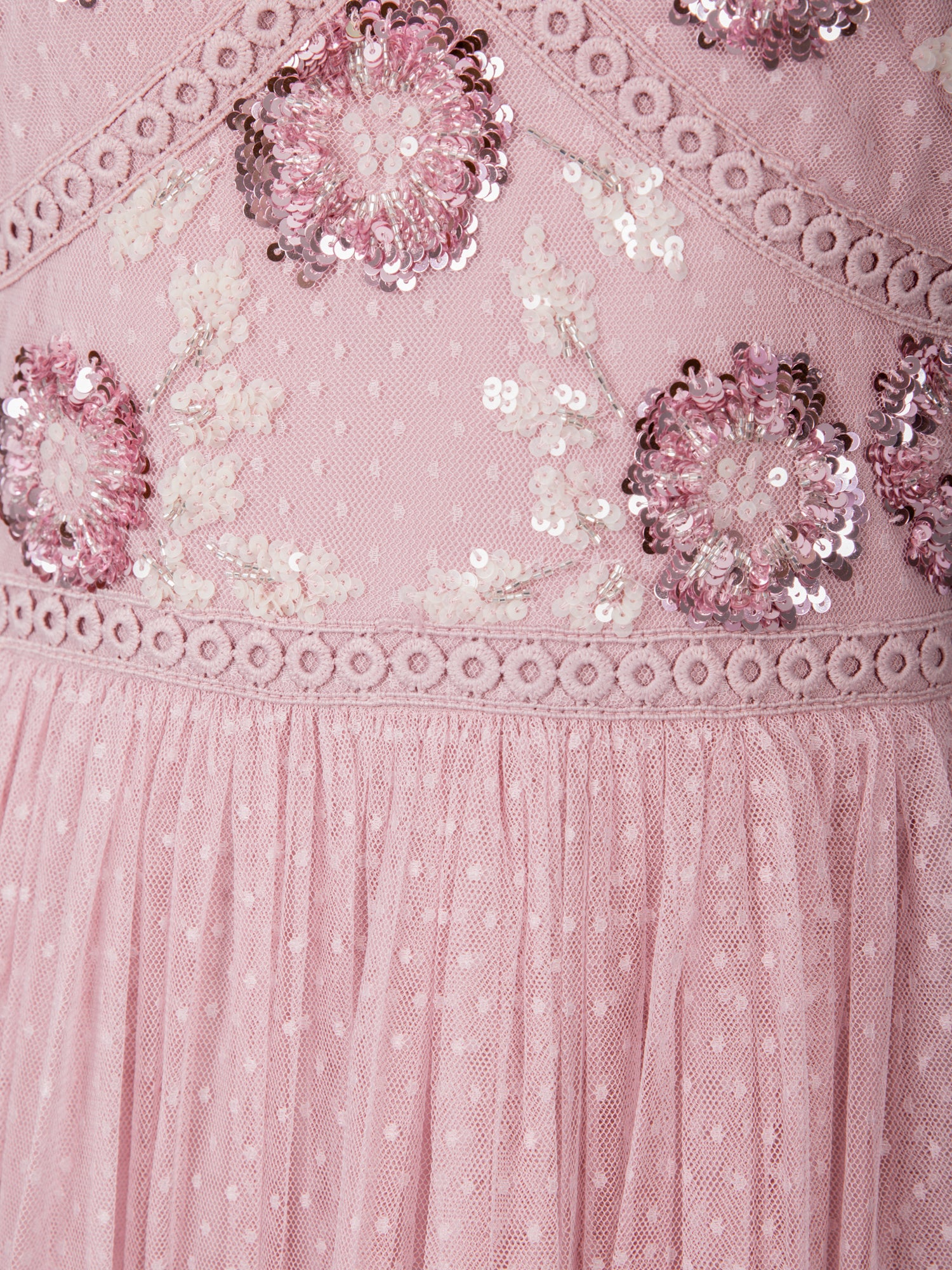 Maya Soft Pink Floral Embellished Spot Mesh Cami Maxi Dress