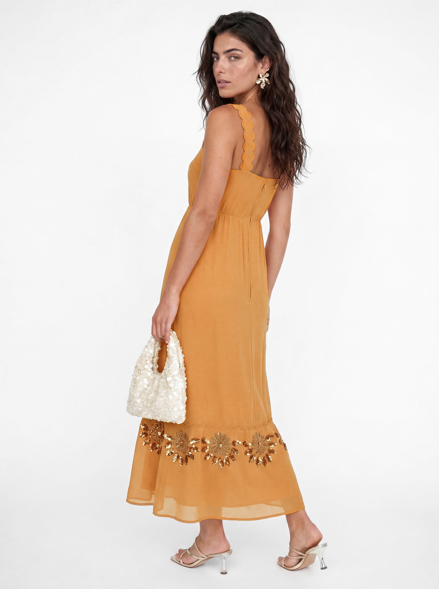 Maya Amber Embellished Square Neck Strappy Midaxi Dress