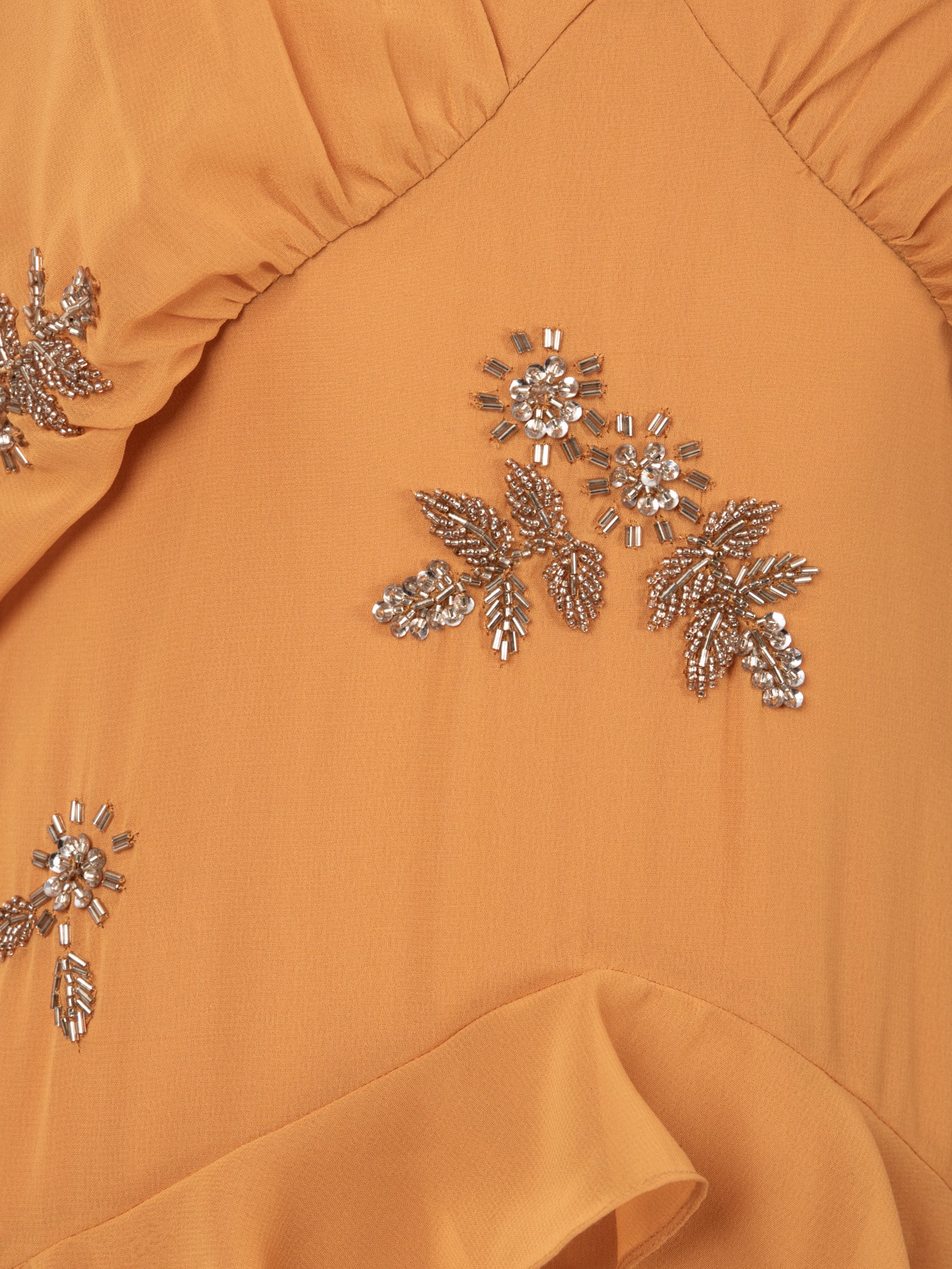 Maya Amber Floral Embellished V Neck Kimono Sleeve Ruffled Maxi Dress