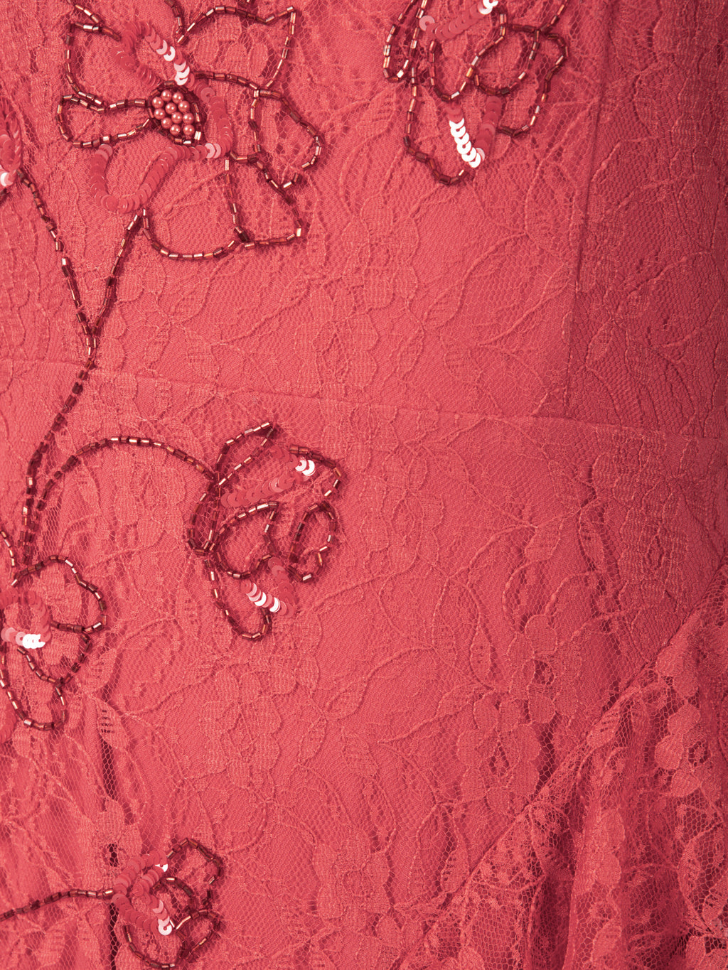 Maya Red Embellished Halter Neck Lace Maxi Dress