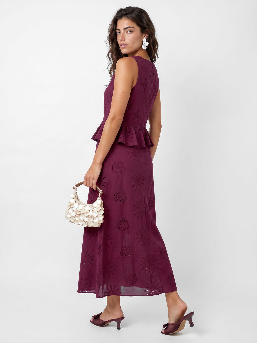 Maya Deep Pink Twist Front Broderie Midaxi Dress