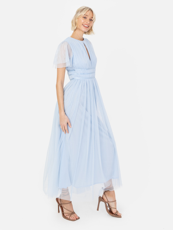 Anaya With Love Recycled Light Blue Midaxi Dress With Keyhole
