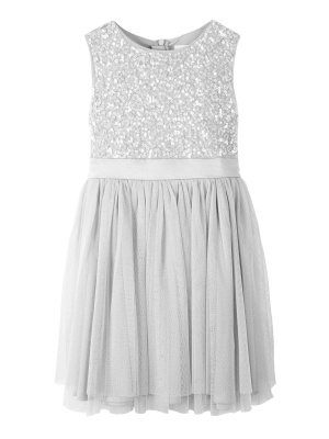 Mini Maya Soft Grey Delicate Sequin Midi Dress With Bow - Wholesale Pack