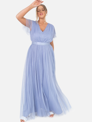 Anaya With Love Recycled Curve Heather Blue V Neck Maxi Dress - PLUS SIZE Wholesale Pack