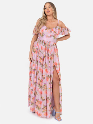 Anaya With Love Recycled Curve Cold Shoulder Tropical Print Maxi Dress - PLUS SIZE Wholesale Pack