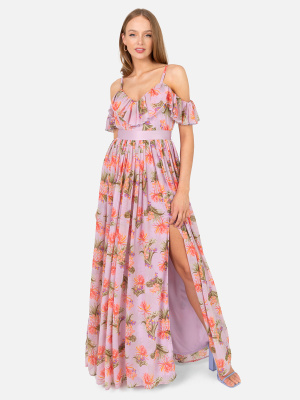 Anaya With Love Recycled Cold Shoulder Tropical Print Maxi Dress - STRAIGHT SIZE Wholesale Pack