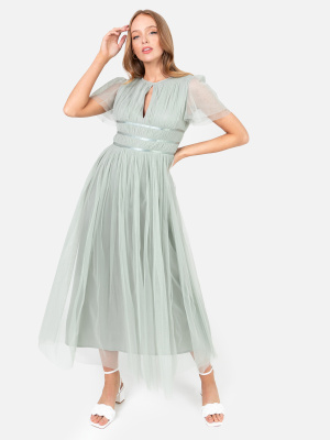 Anaya With Love Recycled Sage Green Midaxi Dress With Keyhole Detail - STRAIGHT SIZE Wholesale Pack