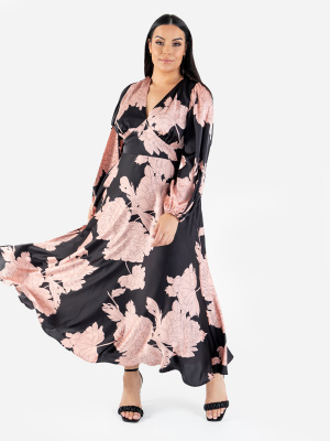 Lovedrobe Luxe Floral V Neck Midaxi Dress with Balloon Sleeves - Wholesale Pack