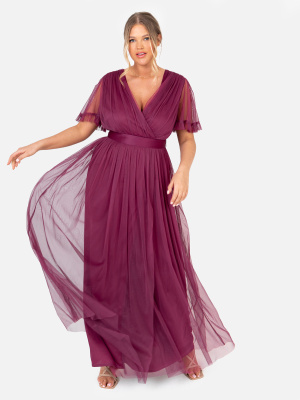 Anaya With Love Recycled Curve Plum Faux Wrap Maxi Dress with Sash Belt - PLUS SIZE Wholesale Pack