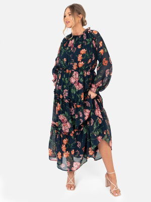 Anaya with Love Recycled Curve Long Sleeve Floral Midaxi Dress With Keyhole Detail - PLUS SIZE Wholesale Pack