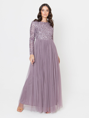 Maya Moody Lilac Embellished Long Sleeve Maxi Dress - STRAIGHT SIZE Wholesale Pack