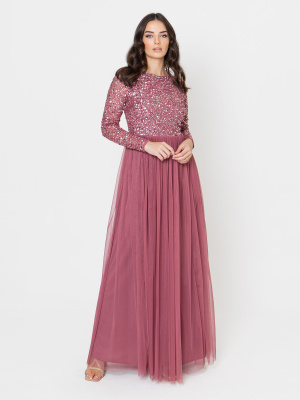 Maya Desert Rose Embellished Long Sleeve Maxi Dress - STRAIGHT SIZE Wholesale Pack