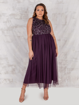 Maya Berry Embellished Midaxi Dress - PLUS SIZE Wholesale Pack