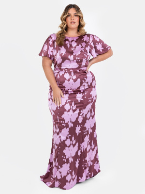 Anaya With Love Curve Purple Floral Open Back Maxi Dress - PLUS SIZE Wholesale Pack