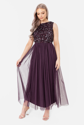 Maya Berry Embellished Midaxi Dress - STRAIGHT SIZE Wholesale Pack