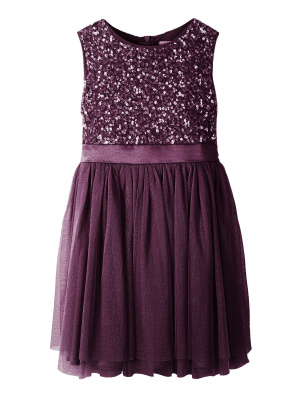 Mini Maya Berry Delicate Sequin Midi Dress With Bow - Wholesale Pack