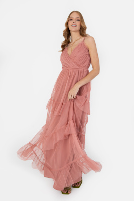 Anaya With Love Dusty Pink Cami Maxi Dress with Frill Detail - STRAIGHT SIZE Wholesale Pack