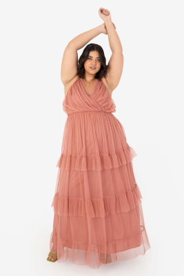 Anaya With Love Curve Dusty Pink Cami Maxi Dress with Frill Detail - PLUS SIZE Wholesale Pack