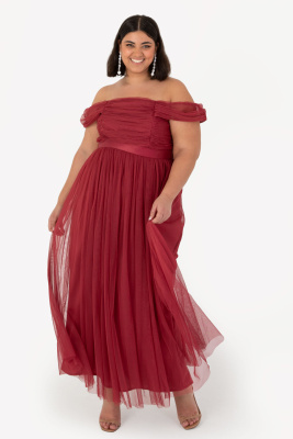 Anaya with Love Recycled Garnet Bardot Maxi Dress with Sash Belt - PLUS SIZE Wholesale Pack