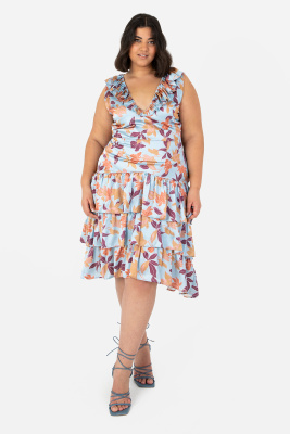 Anaya With Love Curve Recycled Autumnal Print Ruffle Midi Dress - PLUS SIZE Wholesale Pack