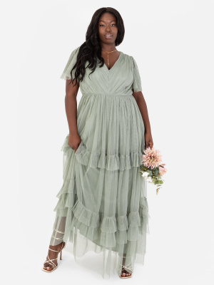 Anaya With Love Recycled Frosty Green Ruffle Maxi Dress - PLUS SIZE Wholesale Pack