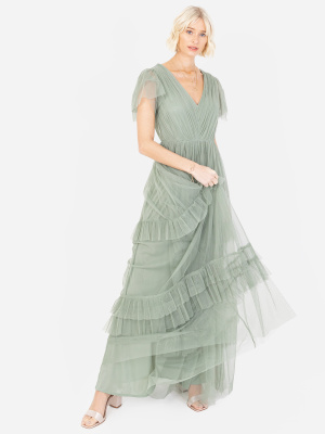 Anaya With Love Recycled Frosty Green Ruffle Maxi Dress - STRAIGHT SIZE Wholesale Pack