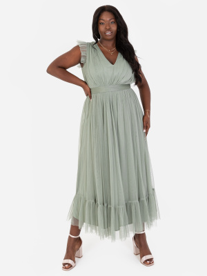 Anaya With Love Recycled Frosty Green Midaxi Dress with Sash Belt - PLUS SIZE Wholesale Pack