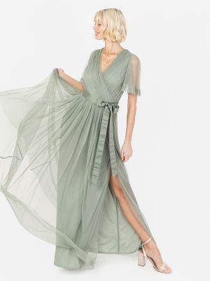 Anaya With Love Recycled Frosty Green Faux Wrap Maxi Dress - STRAIGHT SIZE Wholesale Pack