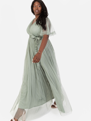 Anaya With Love Recycled Frosty Green Faux Wrap Maxi Dress - PLUS SIZE Wholesale Pack