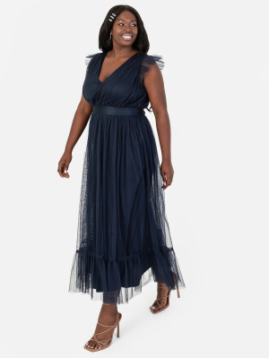Anaya With Love Recycled Navy Midaxi Dress with Sash Belt - PLUS SIZE Wholesale Pack