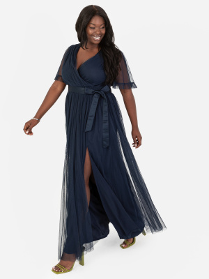 Anaya With Love Recycled Navy Faux Wrap Maxi Dress - PLUS SIZE Wholesale Pack