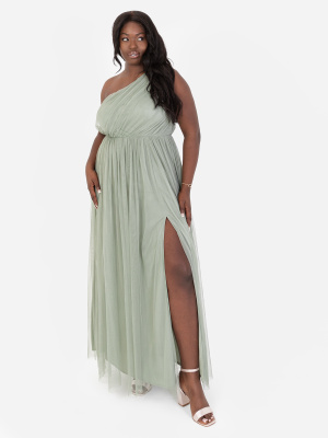Anaya With Love Recycled Frosty Green One Shoulder Maxi Dress - PLUS SIZE Wholesale Pack
