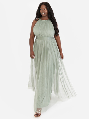 Anaya with Love Recycled Frosty Green Halter Neck Maxi Dress - PLUS SIZE Wholesale Pack