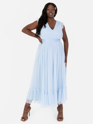 Anaya With Love Recycled Light Blue Midaxi Dress with Sash Belt - PLUS SIZE Wholesale Pack