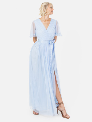 Anaya With Love Recycled Light Blue Faux Wrap Maxi Dress - STRAIGHT SIZE Wholesale Pack