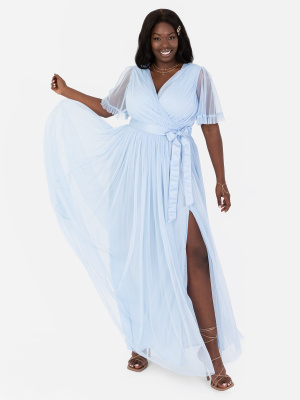 Anaya With Love Recycled Light Blue Faux Wrap Maxi Dress - PLUS SIZE Wholesale Pack