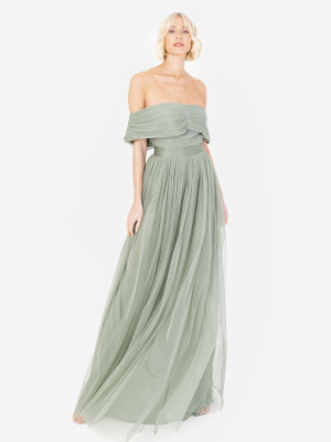 Anaya With Love Recycled Frosty Green Bardot Maxi Dress with Sash Belt - STRAIGHT SIZE Wholesale Pack