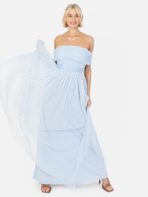 Anaya With Love Recycled Light Blue Bardot Maxi Dress with Sash Belt - STRAIGHT SIZE Wholesale Pack