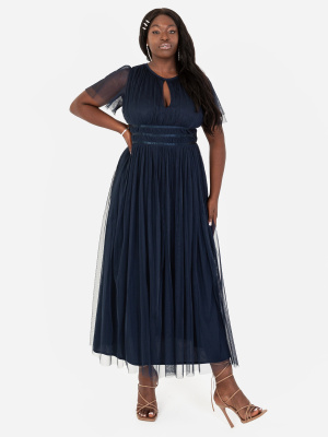Anaya with Love Recycled Navy Midaxi Dress with Keyhole Detail - PLUS SIZE Wholesale Pack
