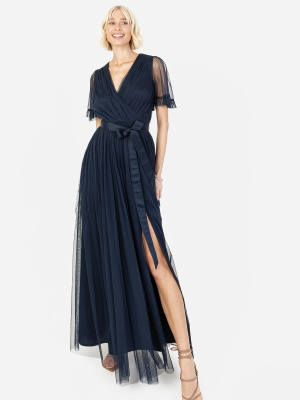 Anaya With Love Recycled Navy Faux Wrap Maxi Dress with Sash Belt - STRAIGHT SIZE Wholesale Pack