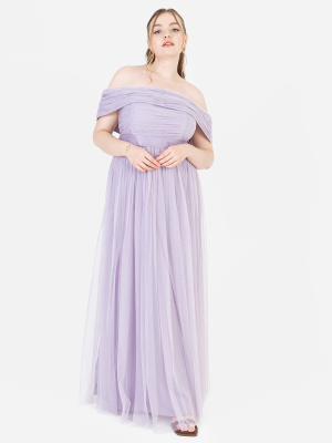 Anaya With Love Recycled Dusty Lilac Bardot Maxi Dress - PLUS SIZE Wholesale Pack