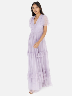 Anaya With Love Recycled Dusty Lilac Ruffle Maxi Dress with Keyhole Detail - PLUS SIZE Wholesale Pack